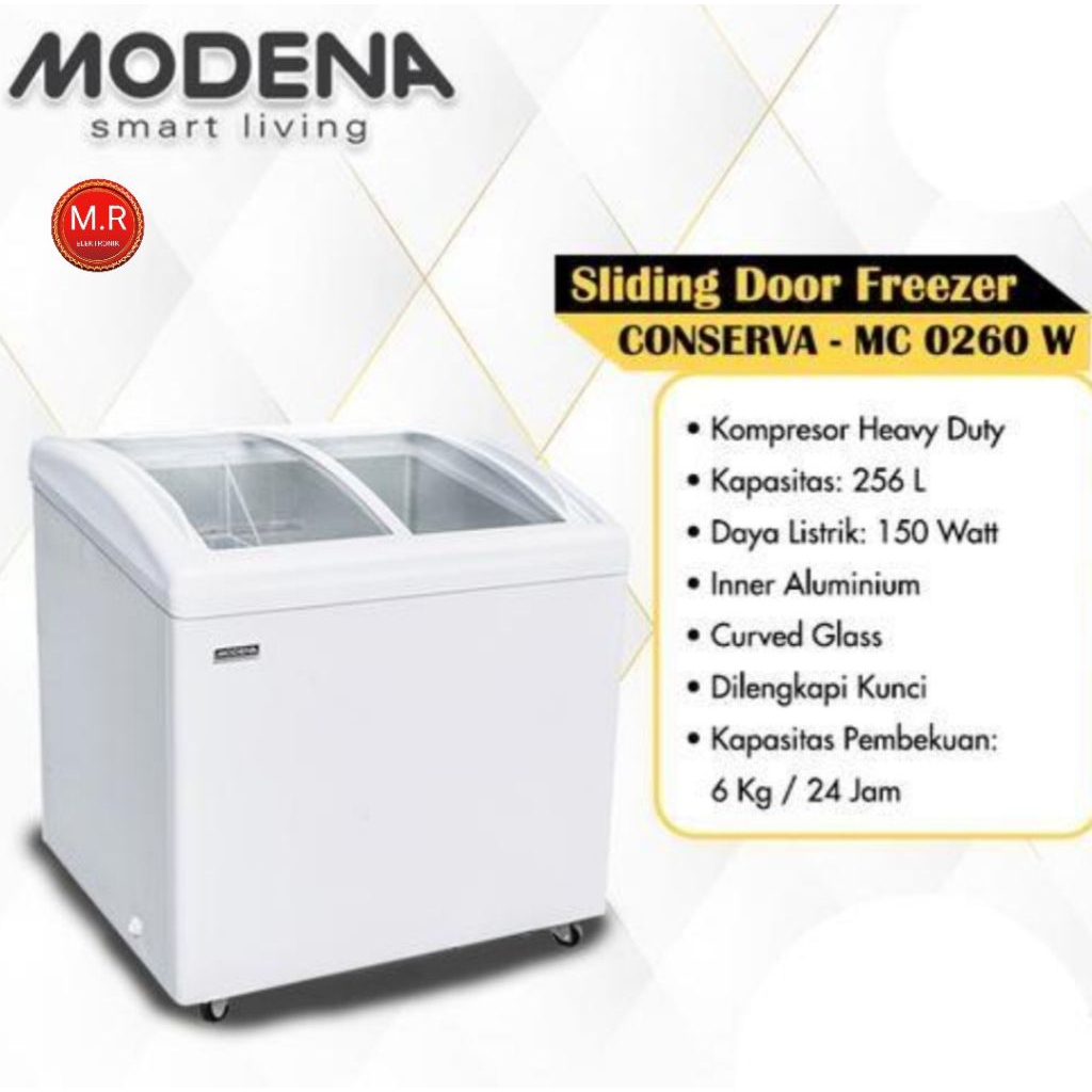 MODENA FREEZER SLIDING GLASSS 260 LITER MC0260