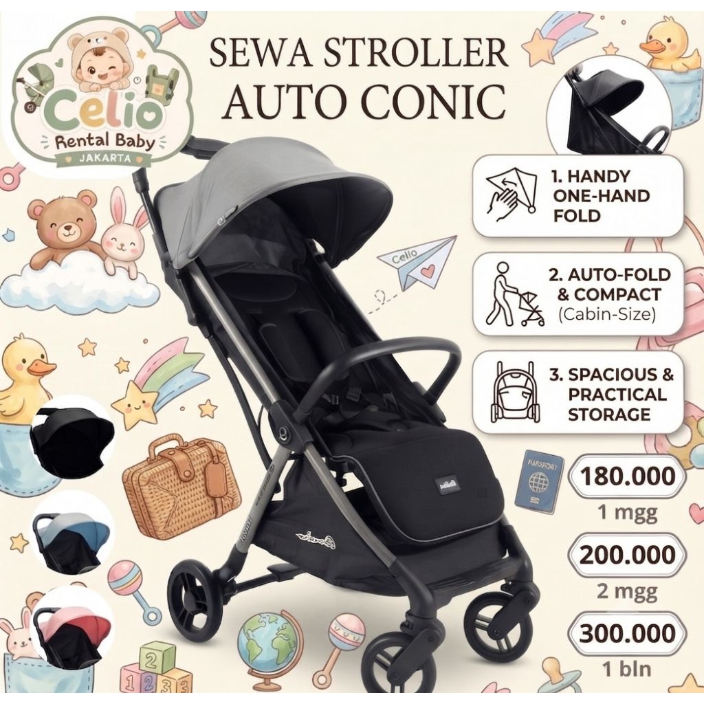 Sewa Stroller Cocolatte Auto Conic Jakarta | Rental Stroller Bayi | Cabin Size | Traveling | Bersih