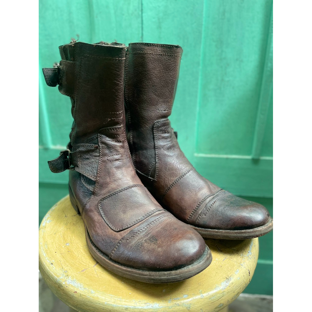 Sendra brown leather biker boots