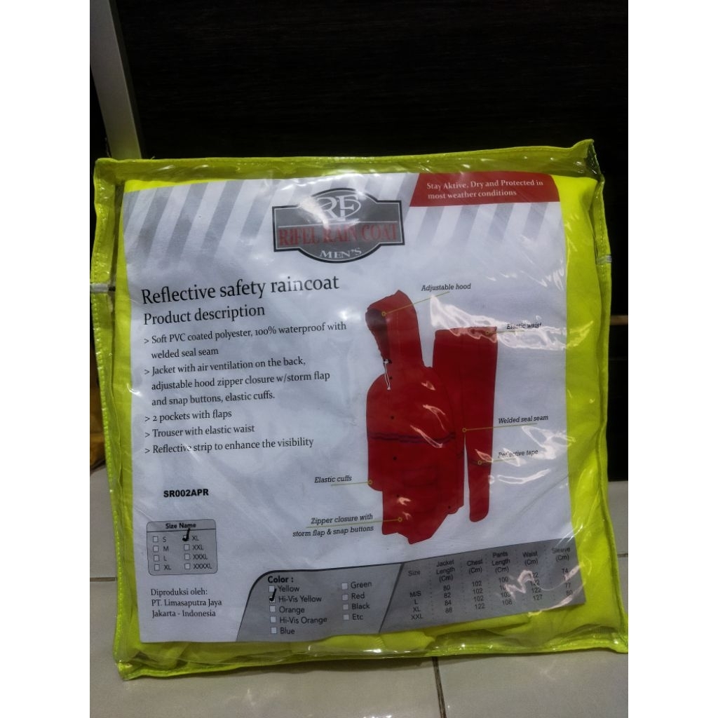 Reflective safety raincoat Hi-Vis Yellow UK XL