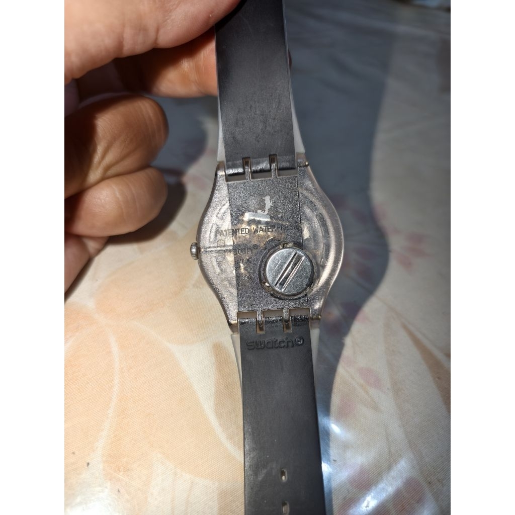 Swatch Clearly Black Striped Jam tangan Second Original