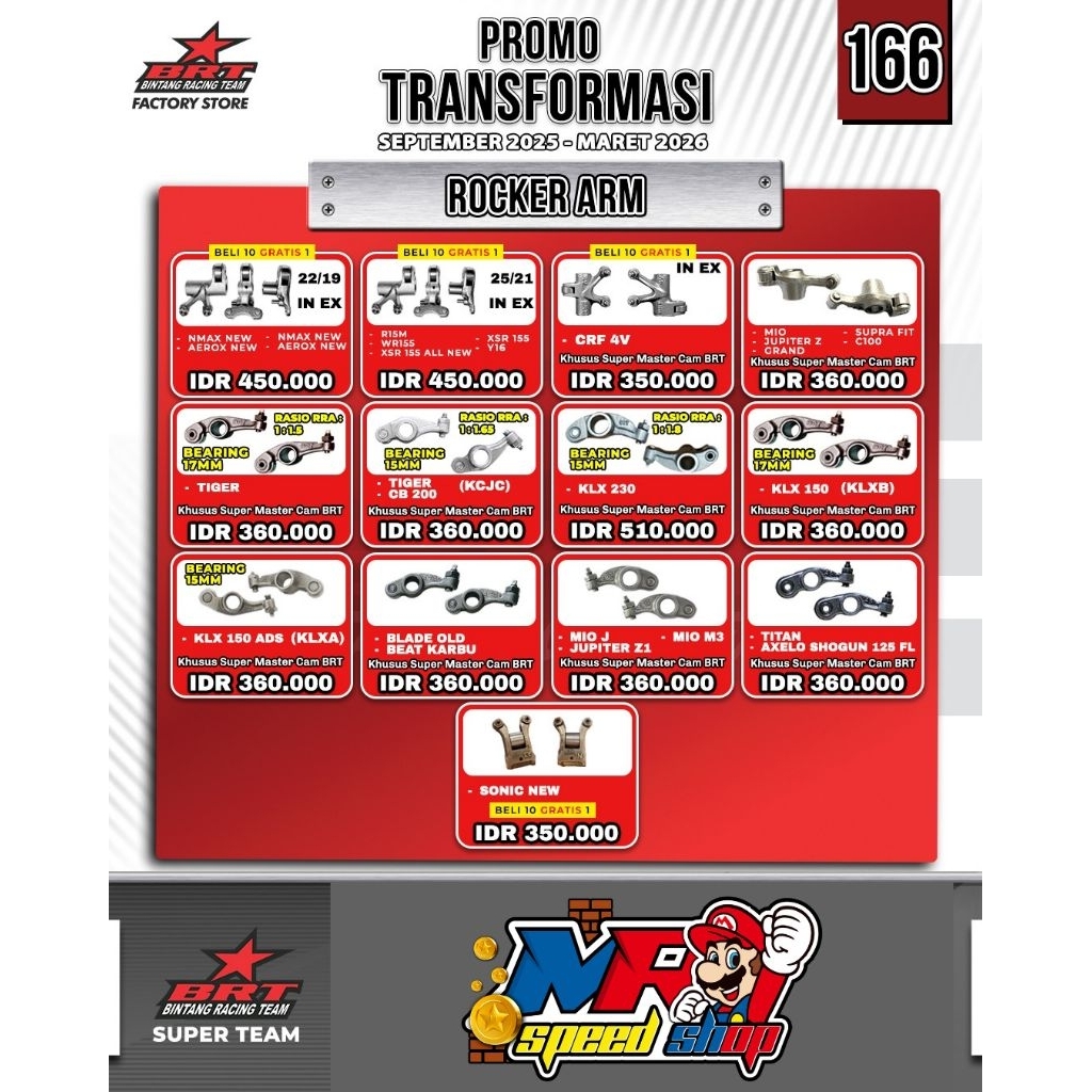 ROCKER ARM RRA PELATUK NOKEN AS BRT MIO KARBU OLD SMILE/JUPITER Z OLD/BLADE OLD/BEAT KARBU/TIGER 17M