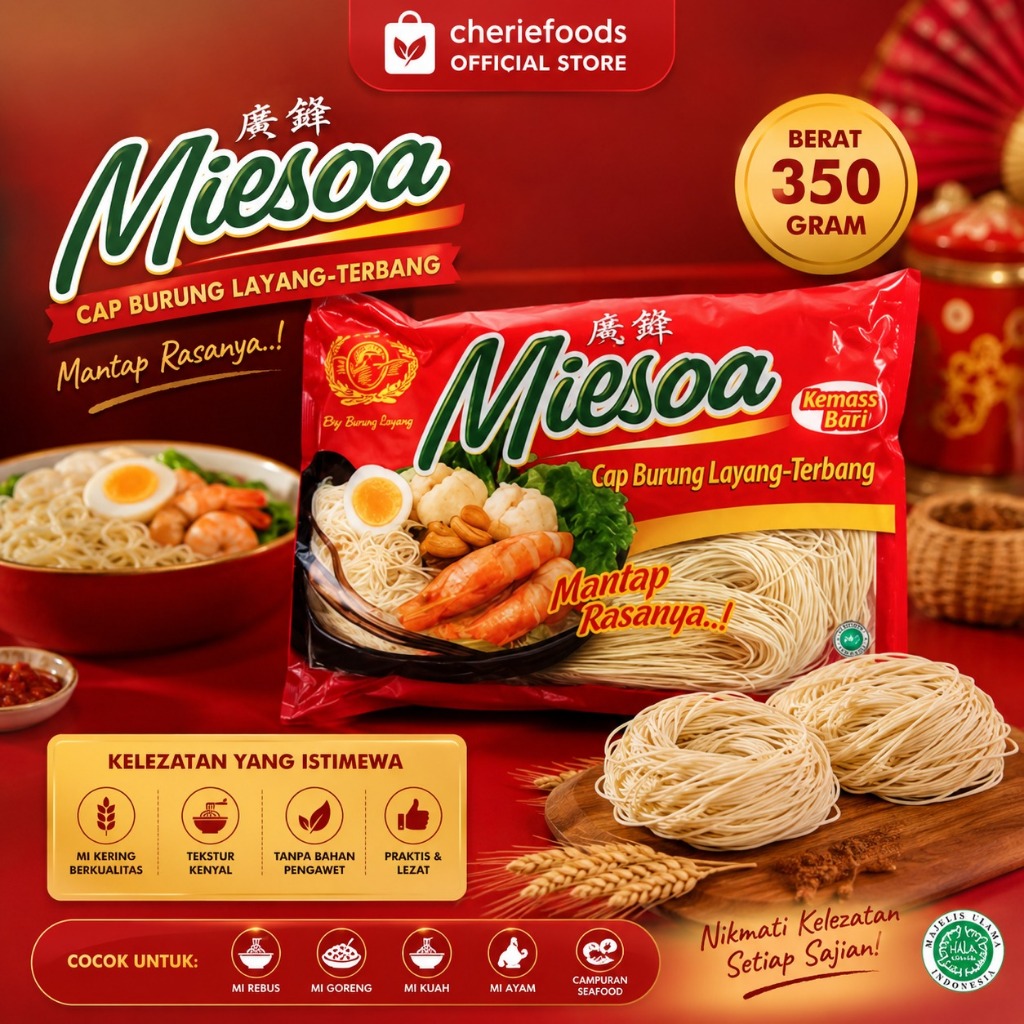 Misoa Kering Cap Burung Layang Terbang 350 Gram Halal