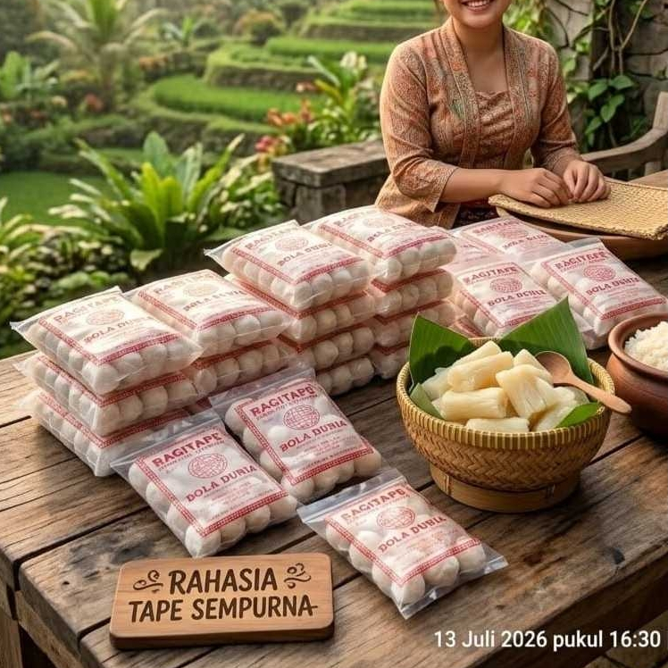 Ragi tape instan singkong beras ketan cap bola dunia kecil 1 ball isi 10 bungkus
