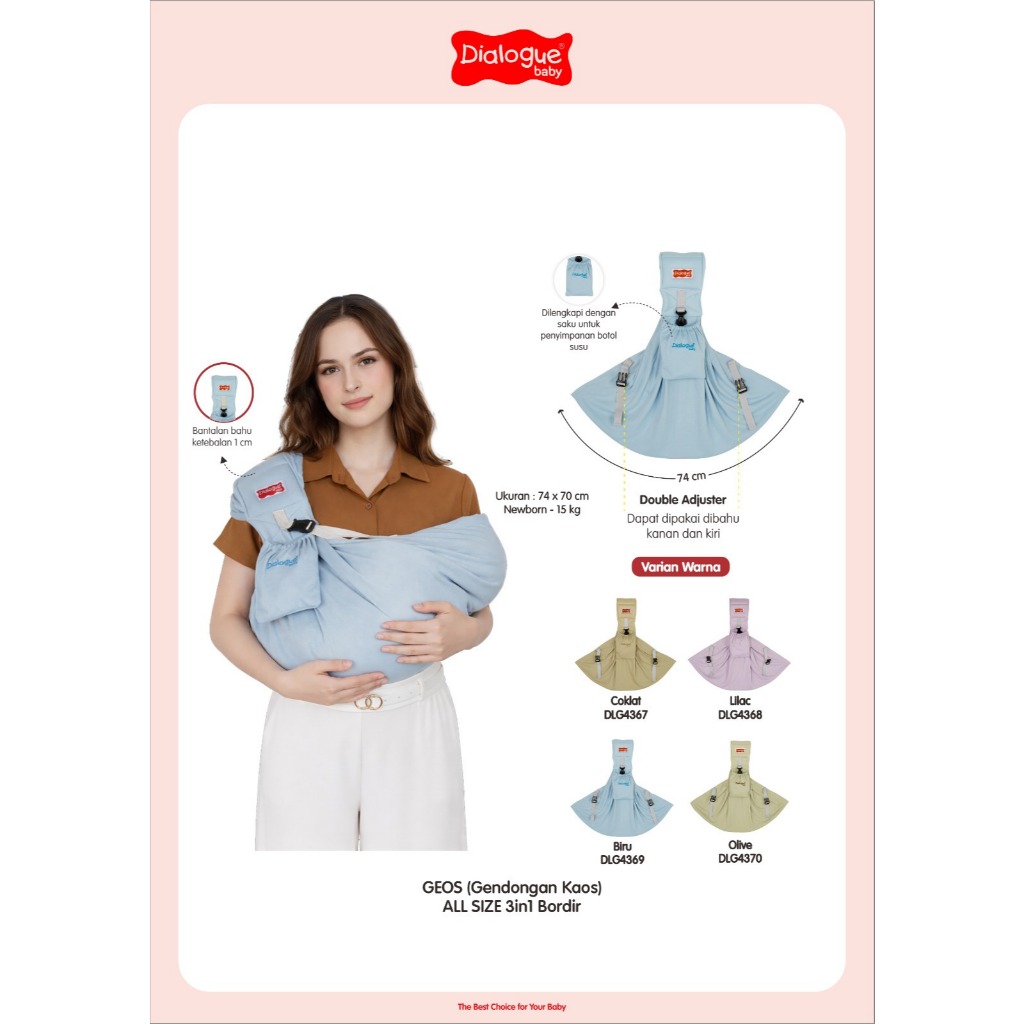 Gendongan kaos Dialogue - Geos 3 in 1 Double adjuster