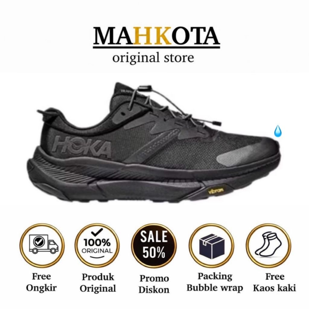 Sepatu Hoka Trail Running Transport Triple Black