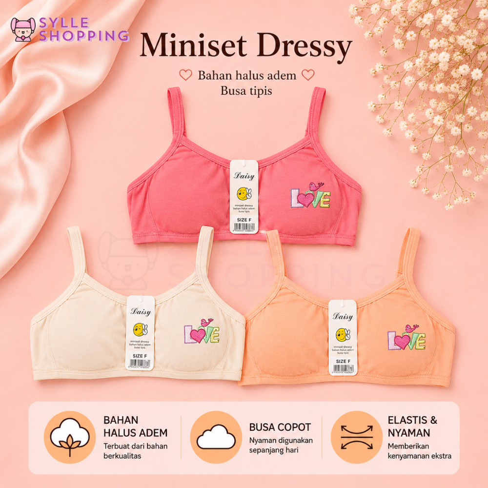 Sylle - Miniset Busa Anak Pelajar Remaja Bra Kait Belakang || Pakaian Dalam SD / SMP / SMA Daisy