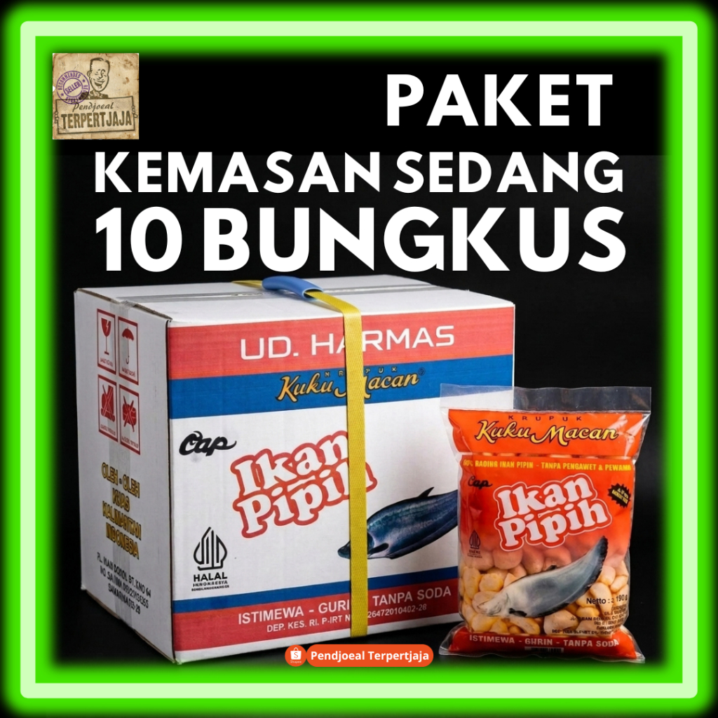 Paket 10 bungkus Sedang (190gr) Kerupuk Kuku Macan Ikan Pipih UD Harmas Asli Kalimantan Oleh-oleh Sa