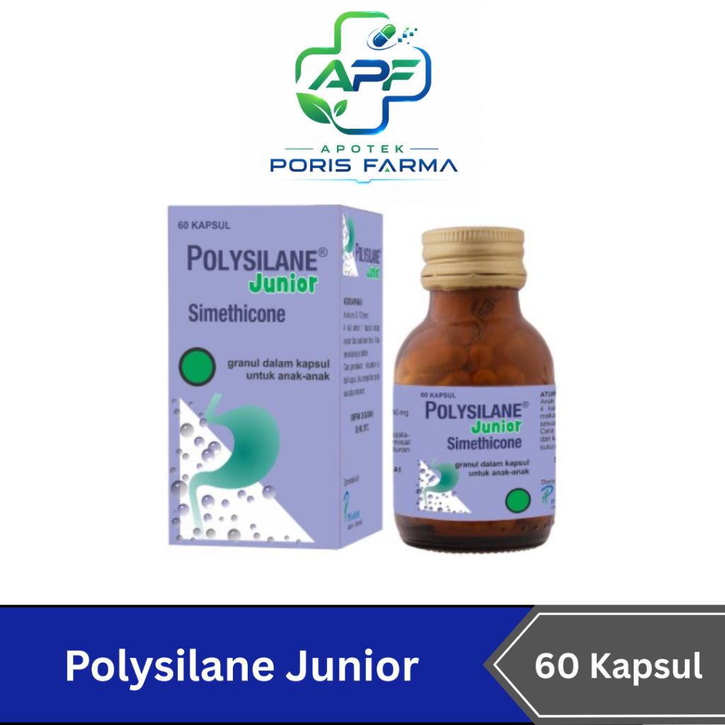 Polysilane Junior Botol Isi 60 kapsul - Obat Maag/Kembung Anak Anak