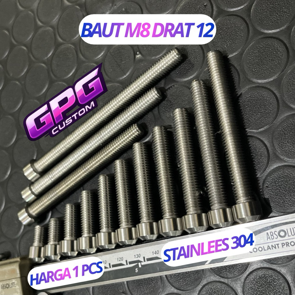 Baut m8 Drat 12 stainless model titanium polos
