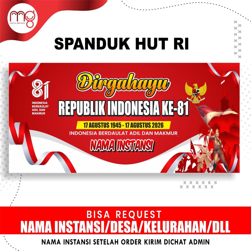 Banner 17 Agustus 2026 Spanduk HUT RI Ke 81 Dirgahayu Kemerdekaan Republik Indonesia Banner Hari Kem