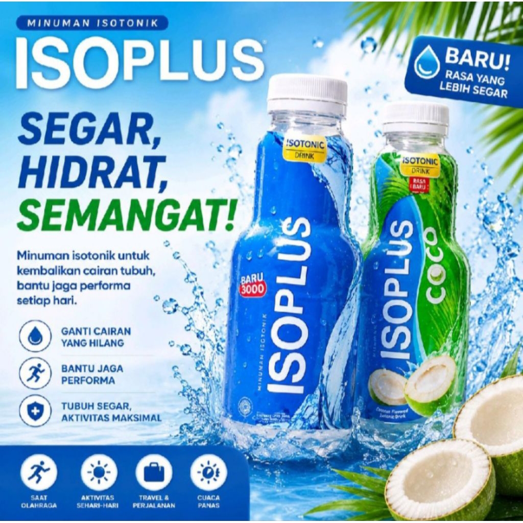 Minuman Isotonik ISOPLUS 12 Botol 350ml - Merehidrasi Tubuh, Menyeimbangkan Ion, Mudah Diserap