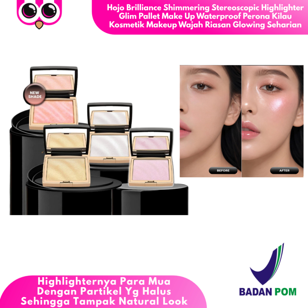 Hojo Brilliance Shimmering Stereoscopic Highlighter Glim Pallet Make Up Waterproof Perona Kilau Kosm