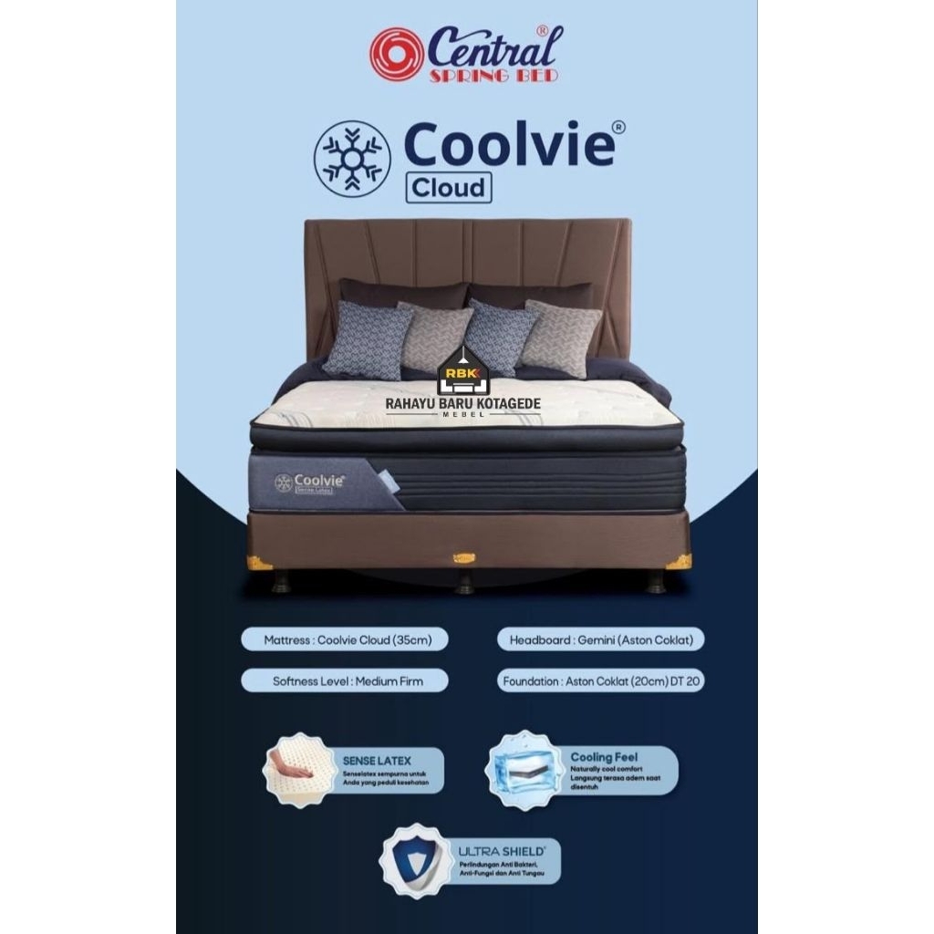 Springbed COOLVIE CLOUD CENTRAL Springbed Latex 160/180x200 Springbed Central Jogja