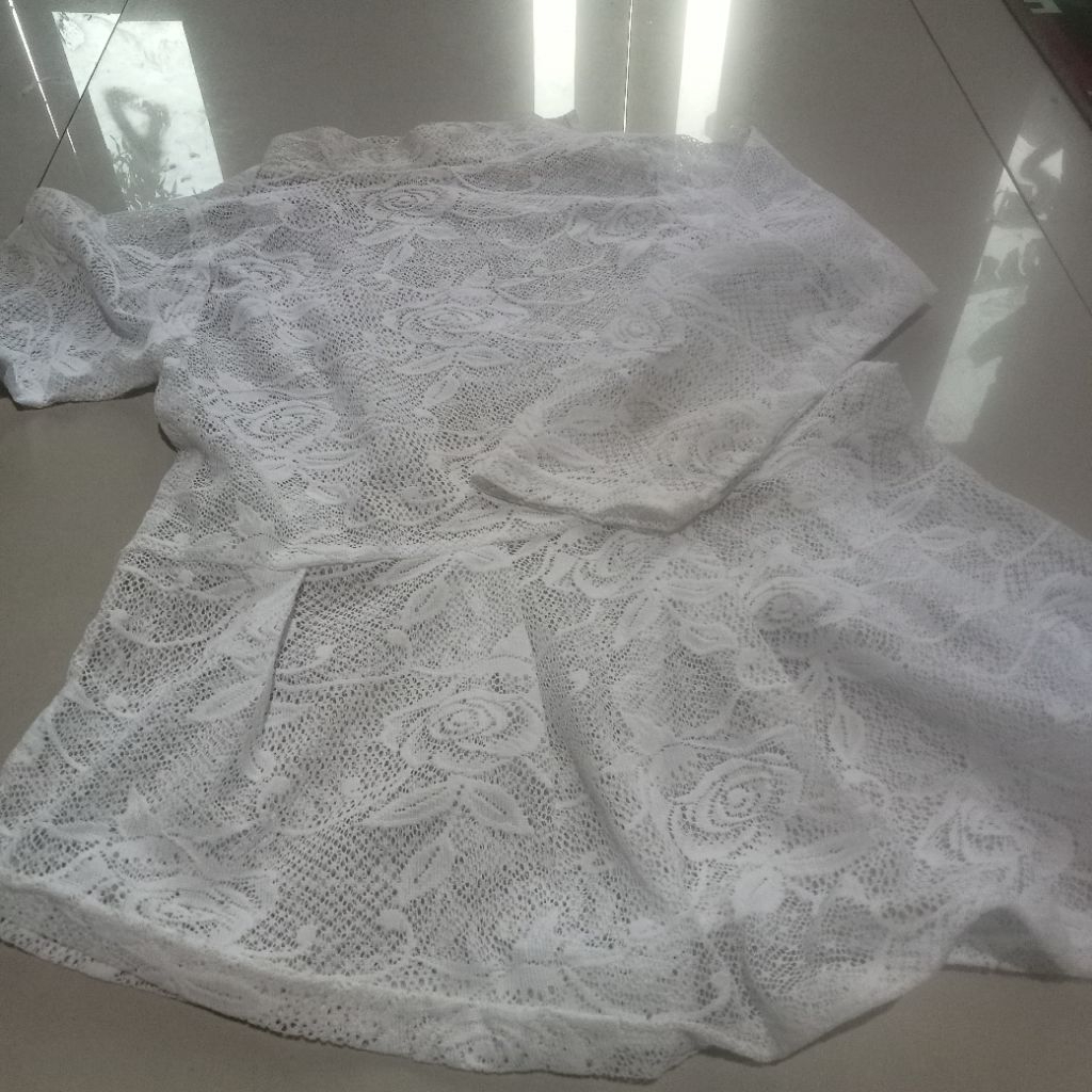 outer brukat kebaya anak warna putih