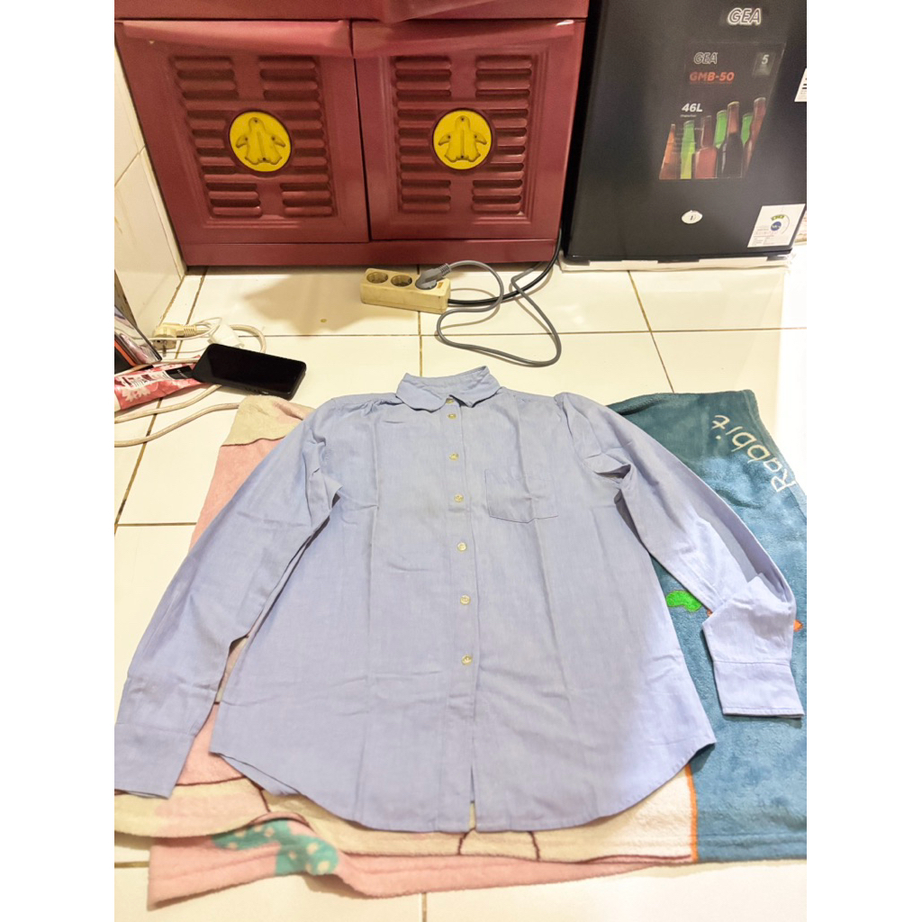 kemeja wanita Global work/ Atasan kemeja wanita Global work warna blue