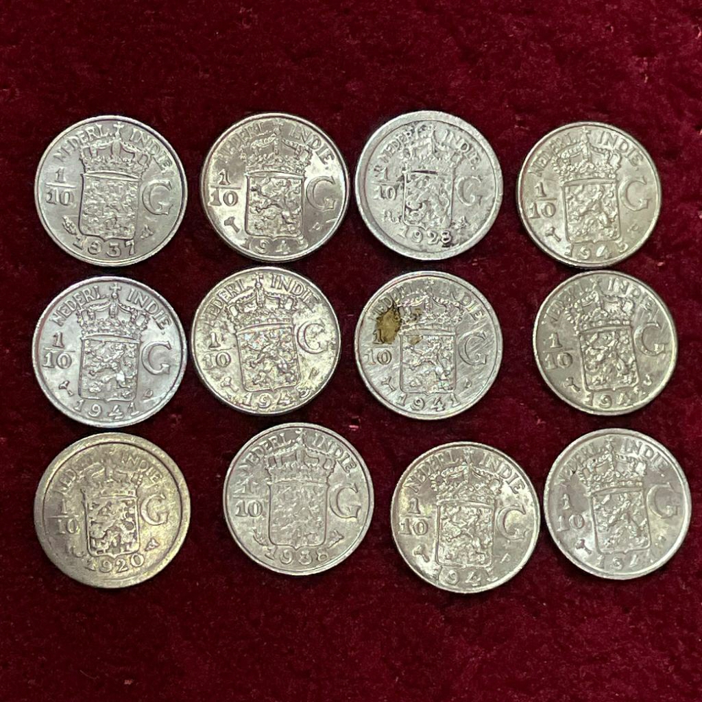 Koin Perak Asli Original 1/10 Gulden Nederlandsch Indie / Hindia Belanda