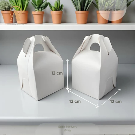 Gable Box Ivory White Box Toples Kue 12x12x12 cm