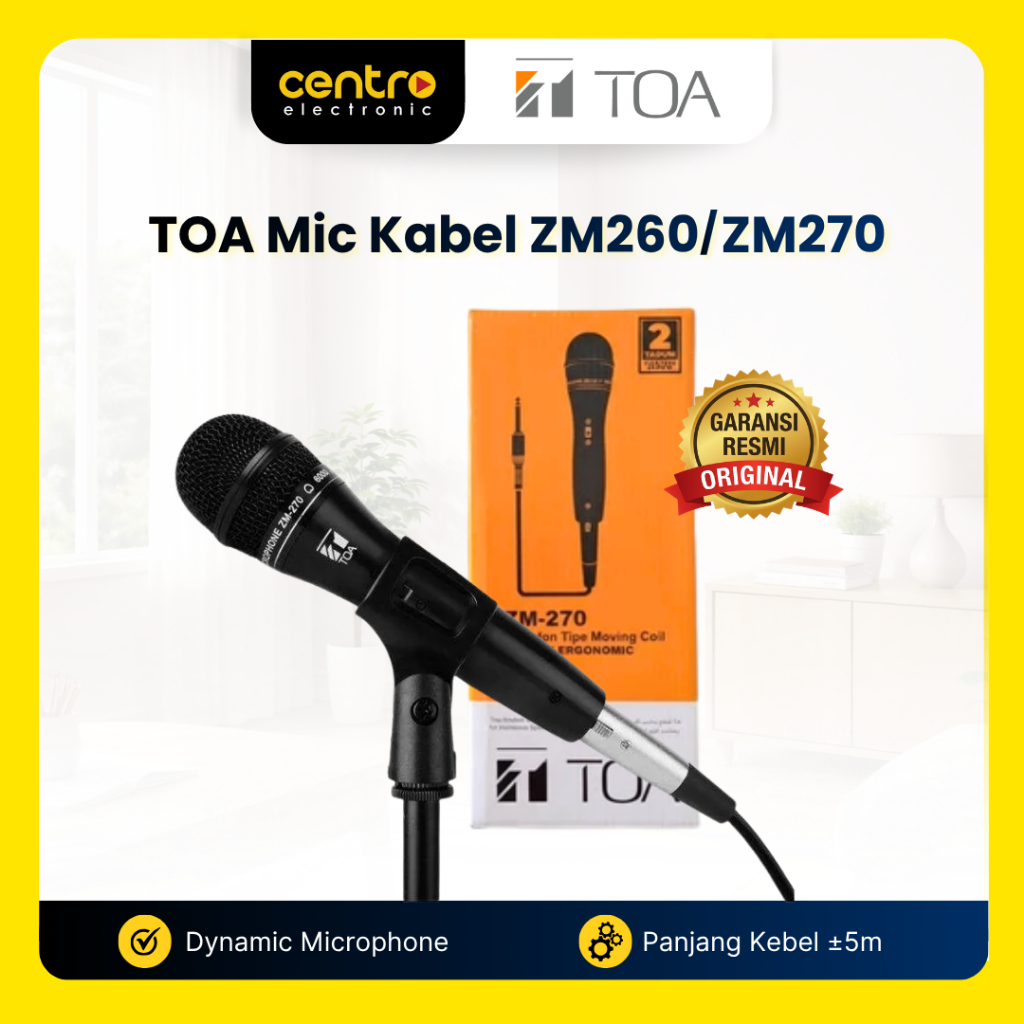 TOA Microphone ZM260/ZM270 | Mic Kabel Dynamic TOA | MIC Karaoke, MC & Speech | Kabel Panjang [RESMI