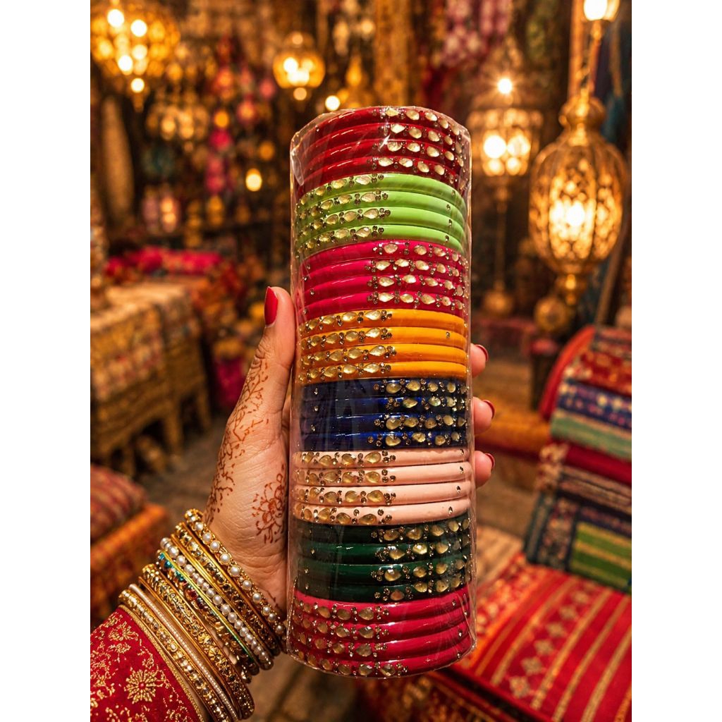Gelang Bangle Kaca India Warna Warni Aksesori Tangan Wanita
