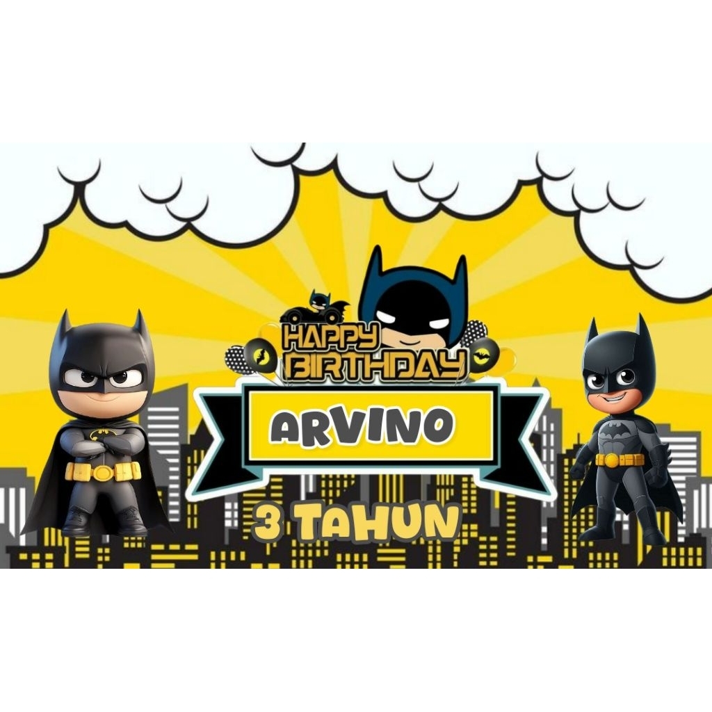 Spanduk BATMAN banner BATMAN spanduk banner ultah anak background BATMAN  custom backdrop ulang tahu