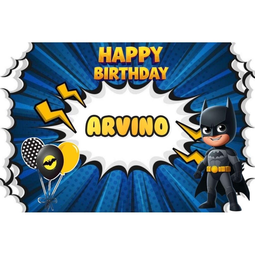 Spanduk BATMAN banner BATMAN spanduk banner ultah anak background BATMAN  custom backdrop ulang tahu