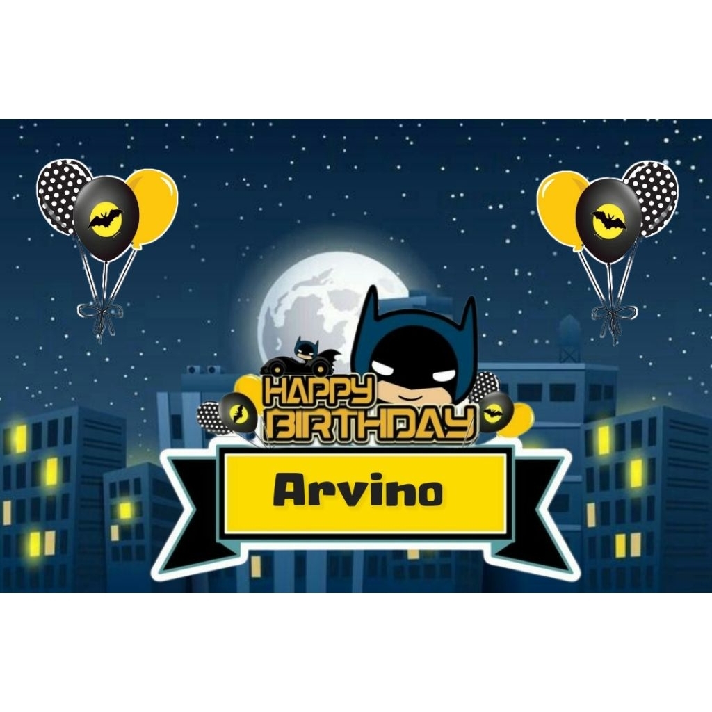 Spanduk BATMAN banner BATMAN spanduk banner ultah anak background BATMAN  custom backdrop ulang tahu