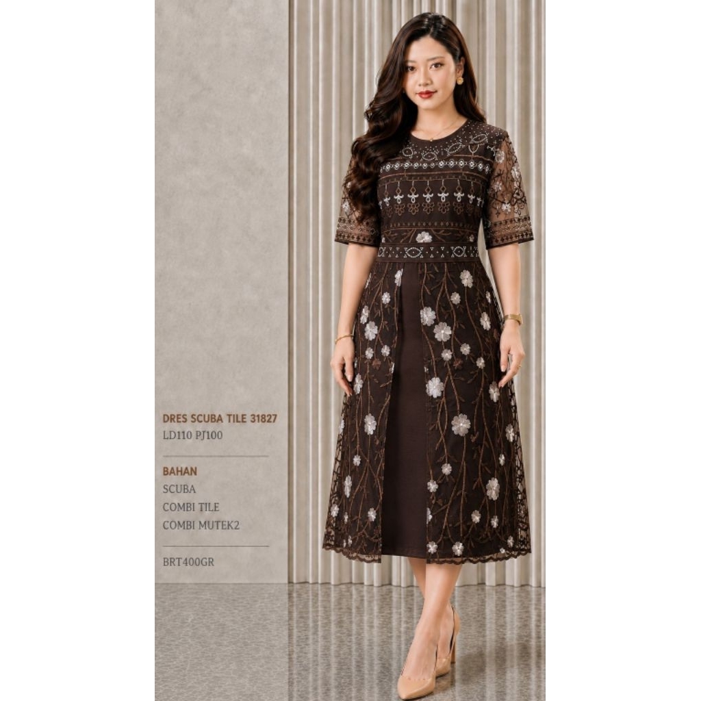 DRES SCUBA TILE MOTIF BUNGA BANGKOK 31827