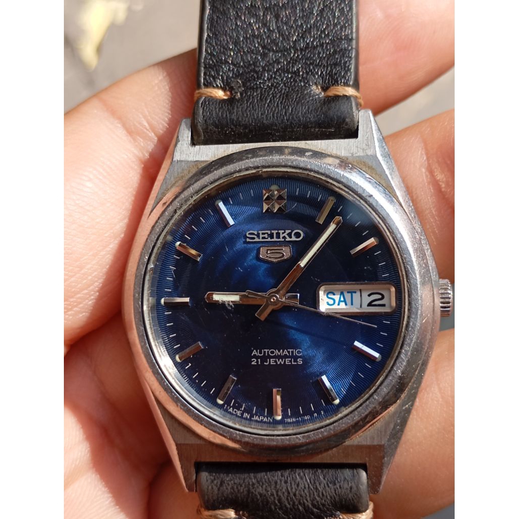 jam tangan seiko 7s26 0070 blue dial unik second preloved ori