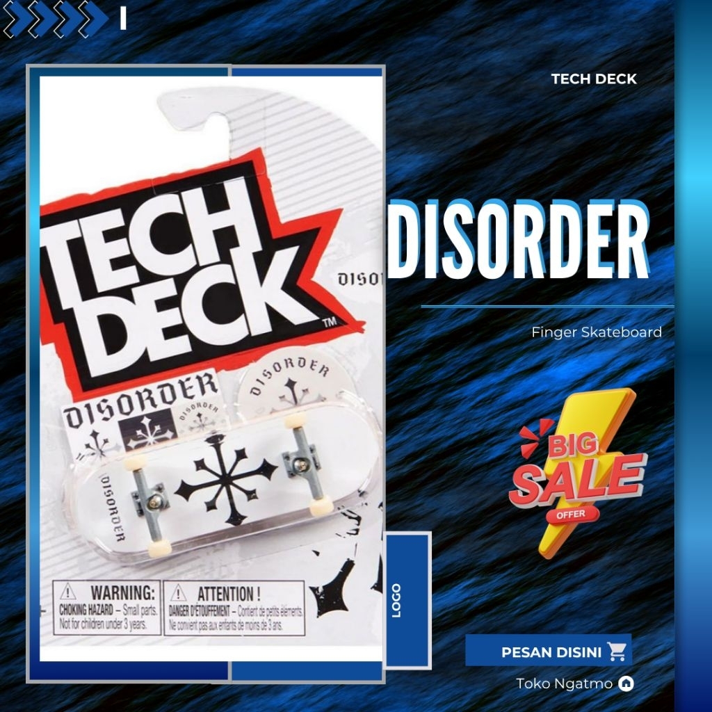Tech Deck Finger Skateboard " Disorder Logo "