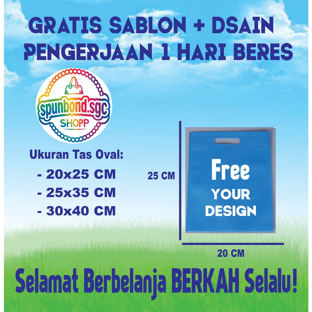 Spunbond custom oval 20x25 FREE SABLON CUSTOM