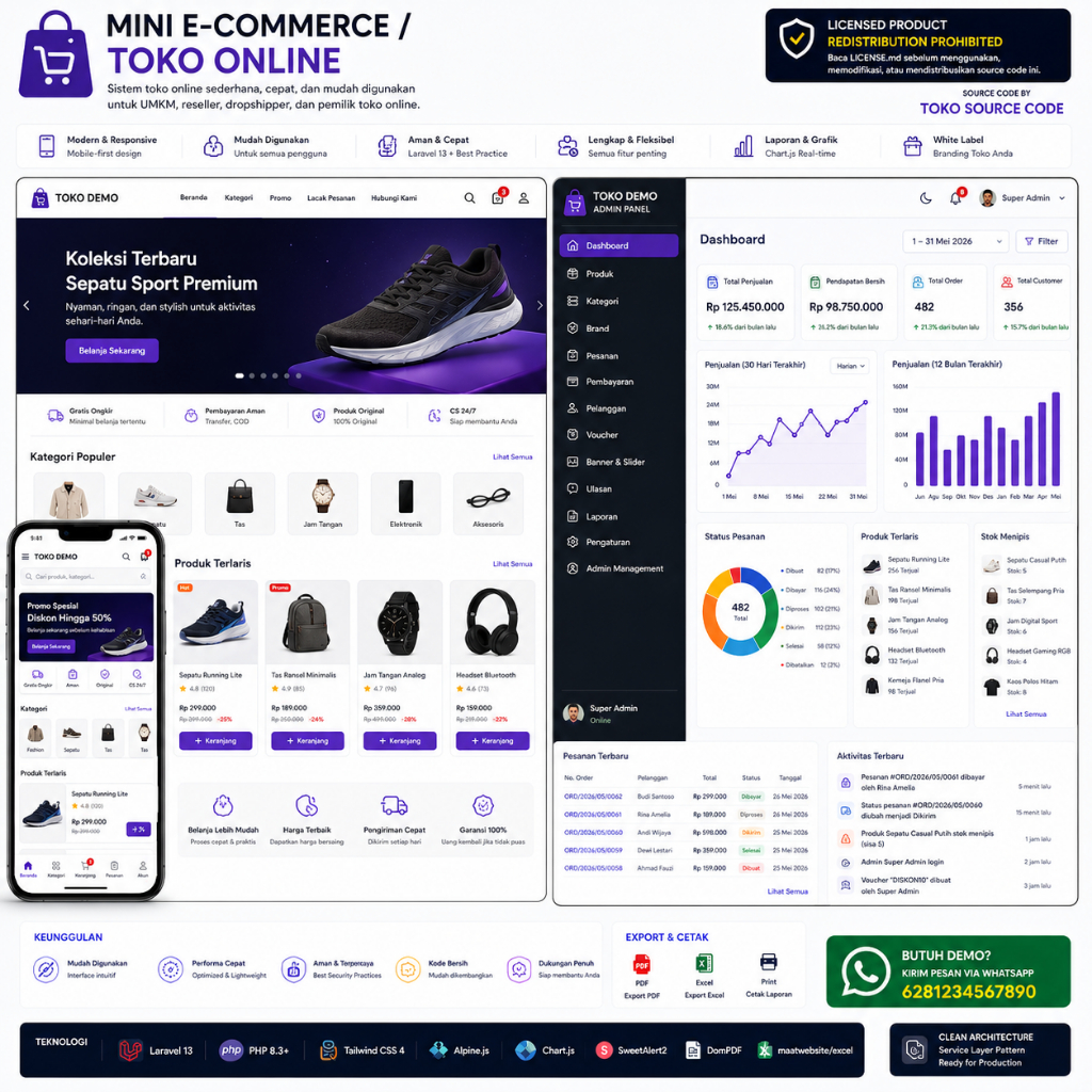 Sistem Mini E-Commerce / Toko Online Laravel
