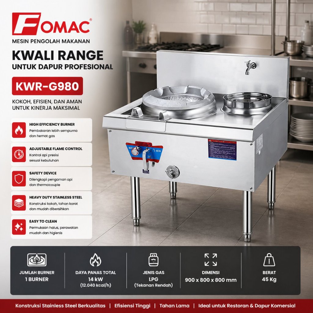 FOMAC KOMPOR GAS KWALI RANGE / GAS KWALI RANGE (FOMAC) KWR-G980