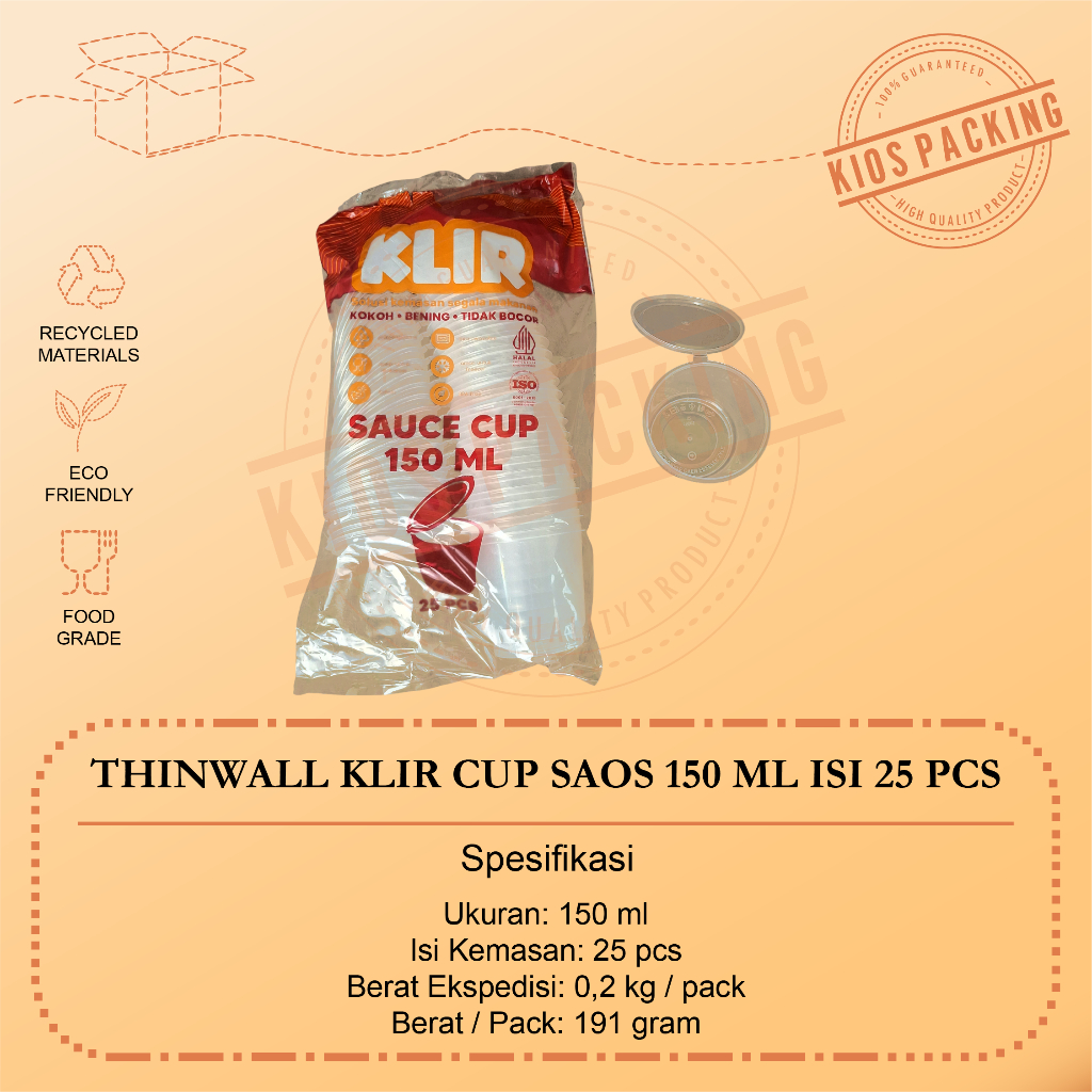 Thinwall Cup Merpati Puding 150ml Isi 25pcs / Cup Saos 150ml / Cup Sambel 150ml / Kotak Bulat Plasti