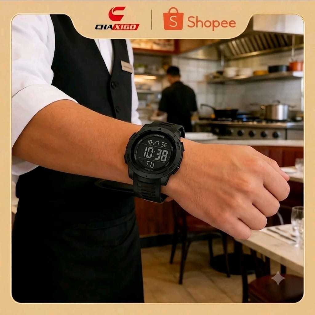 CHAXIGO Fashion Multifungsi Unisex Jam Tangan Pria Luar Ruangan Jam Alarm 5Bar Tahan Air Jam Tangan 
