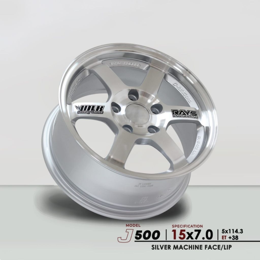 VELG TE37 RING 15 LEBAR 7 ET 38 PCD 5X114 SILVER MACHINE FACE