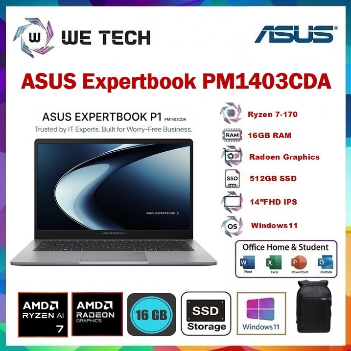 ASUS Expertbook PM1403CDA Ryzen 7 170 16GB 512GB 14"FHD IPS Win11+OHS