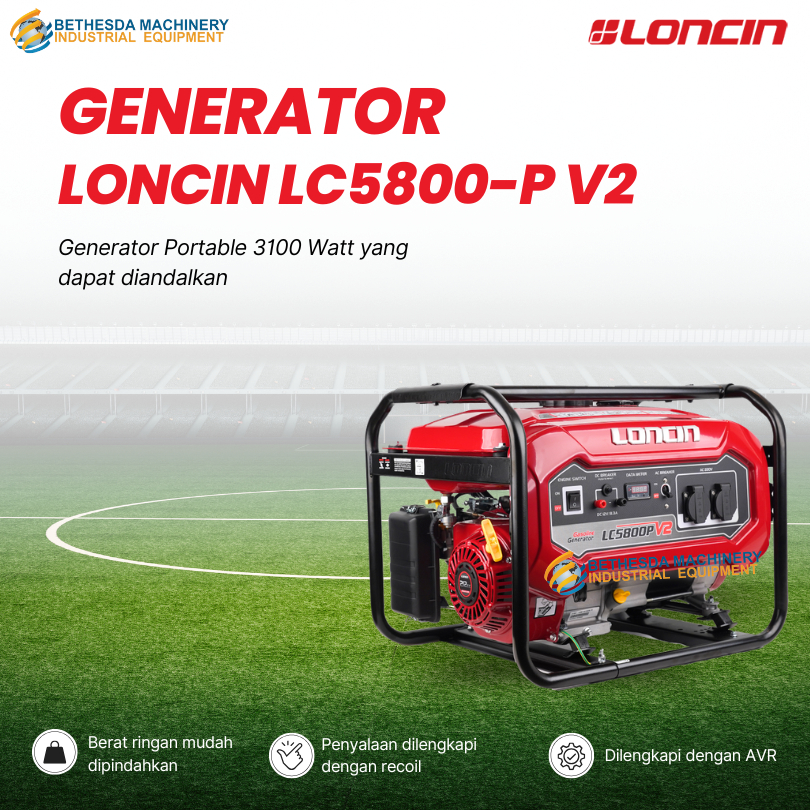 Genset Bensin Loncin LC 5800-P V2 - 2800 watt genset portabel 220v 1 phase Avr