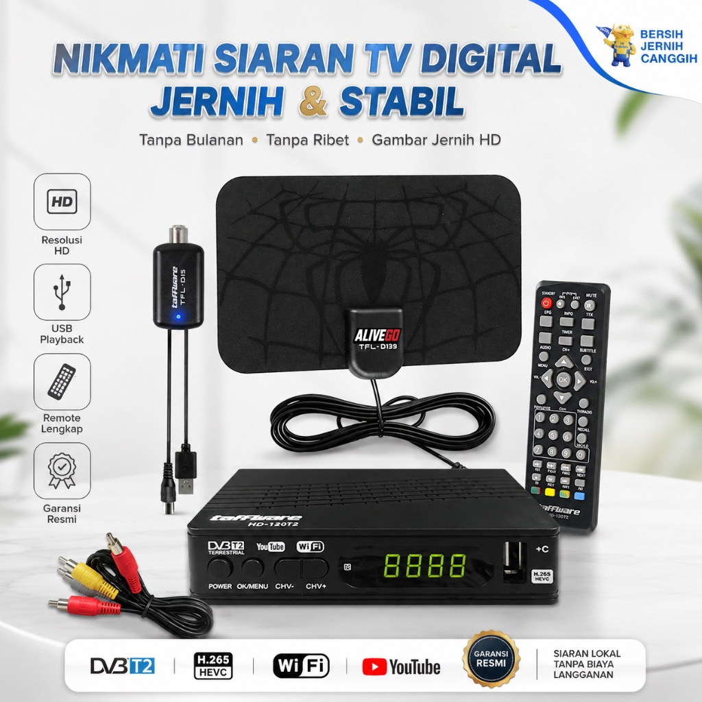 Set Top Box  DVB-T2 + Antena TV Digital T2 /C/IPTV H.265 1080P DVB-T2 HDMI FullHD STB Antenna Anten 