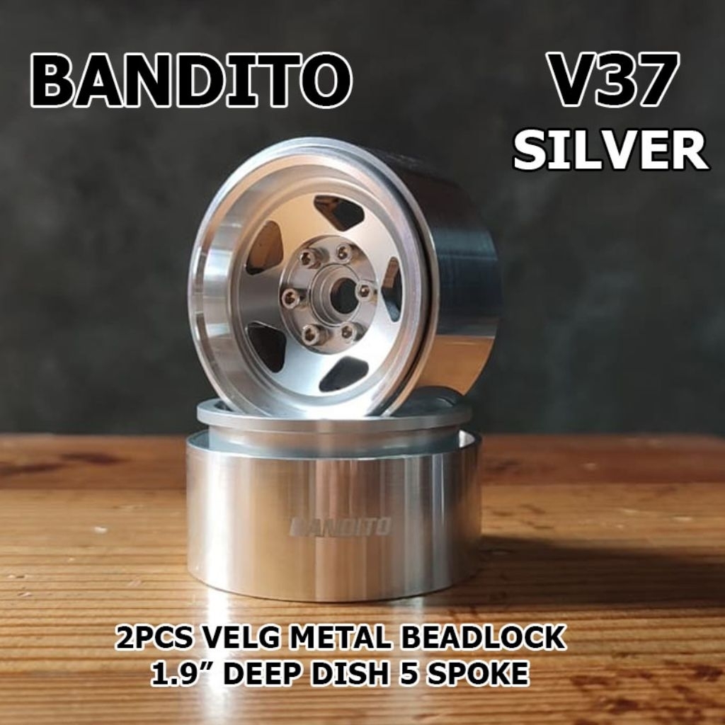 Bandito Velg Beadlock Celong Deep Disk V37 Silver 1.9 SCX10