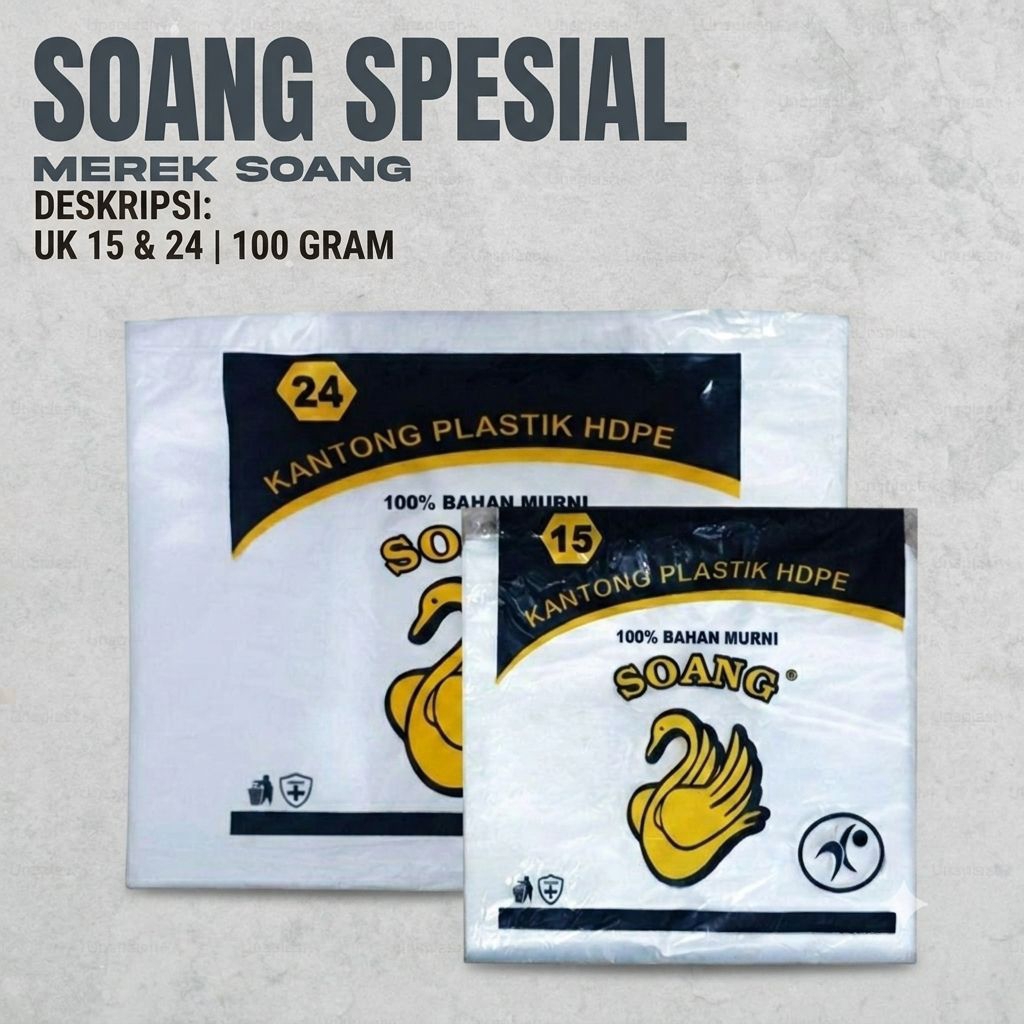 Plastik Kresek Bening Ukuran 15 & 24 Berat 100 Gram Merek Soang