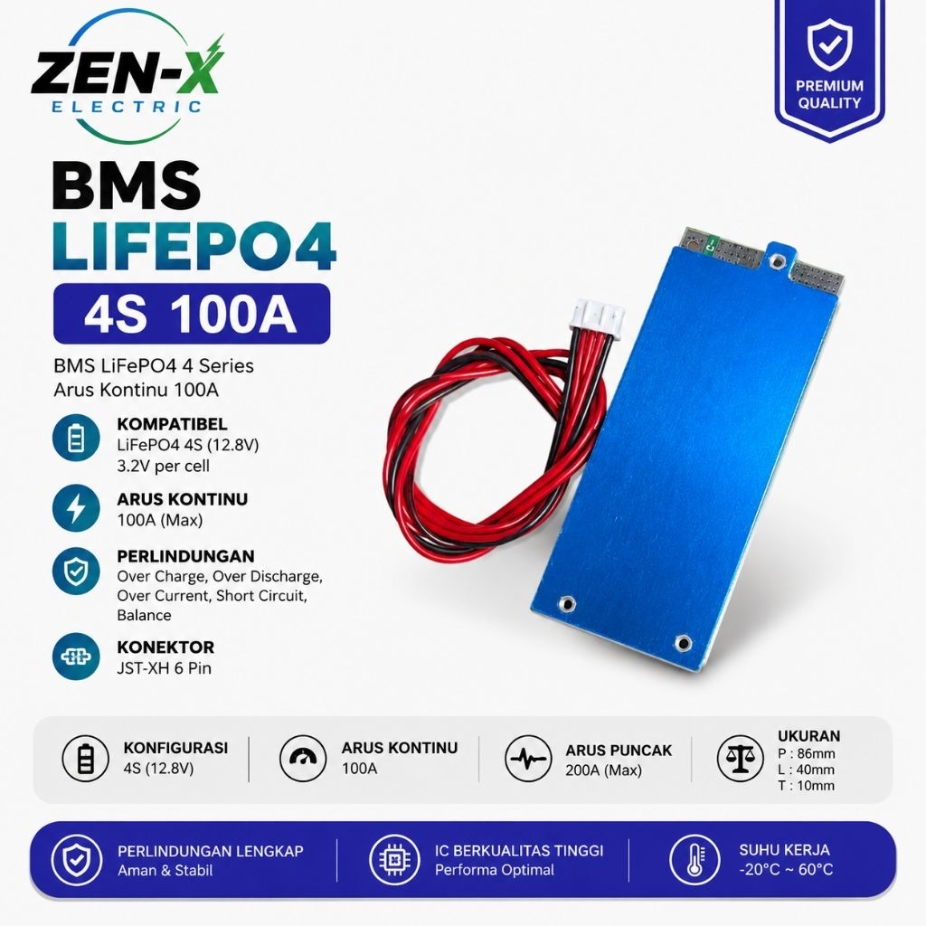 BMS 4S 100A Lifepo4 Pelindung Baterai Lifepo4
