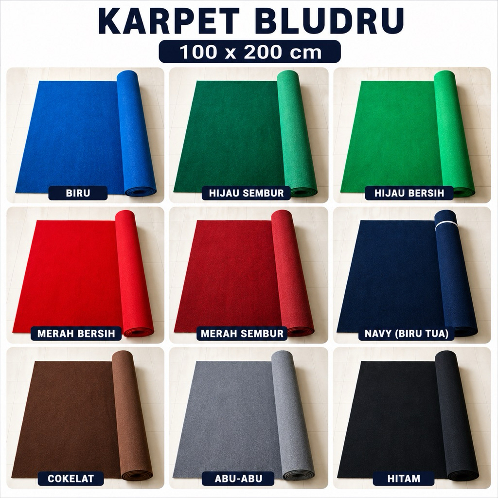 Karpet Bludru Polos Meteran ( 100x200 cm ) untuk Alas Masjid Mushola Panggung / Tikar Beludru Babut 