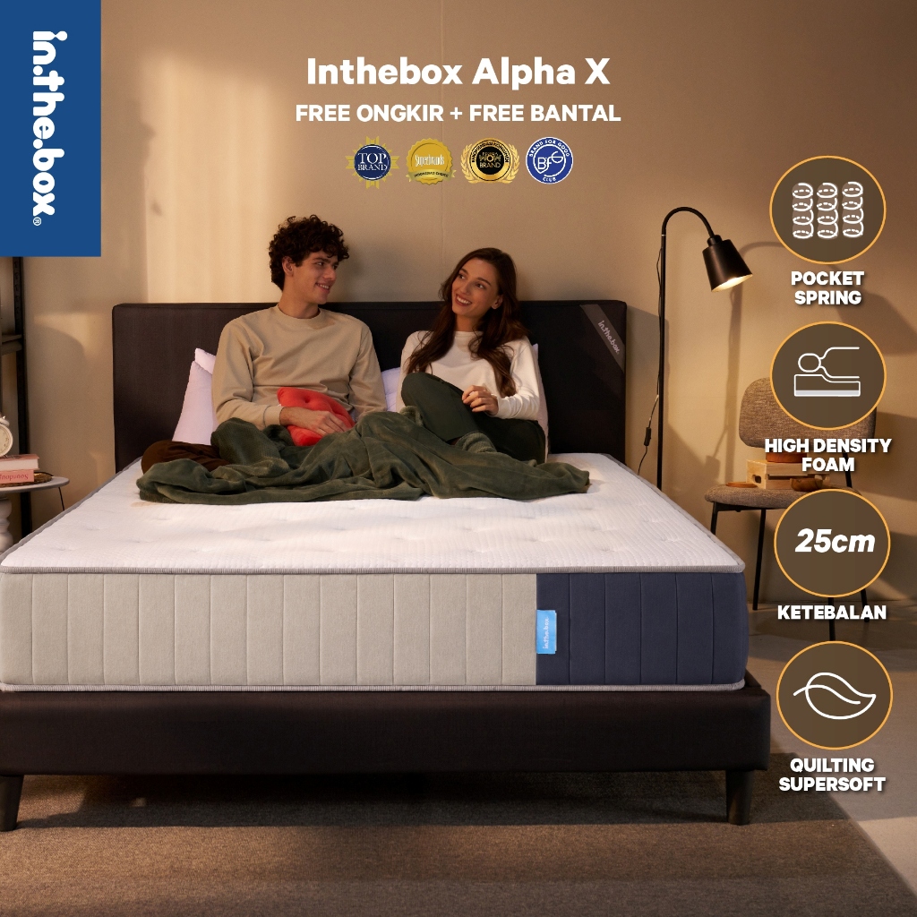 INTHEBOX ALPHA X - Kasur Springbed - FREE Bantal - Ukuran kasur 90x200, 100x200, 120x200, 140x200, 1