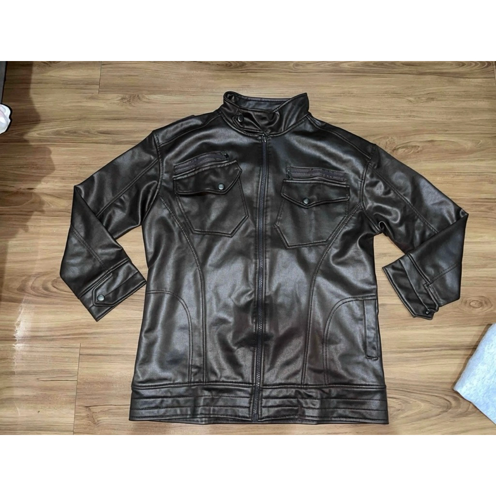 Leather Jacket trench brown coat