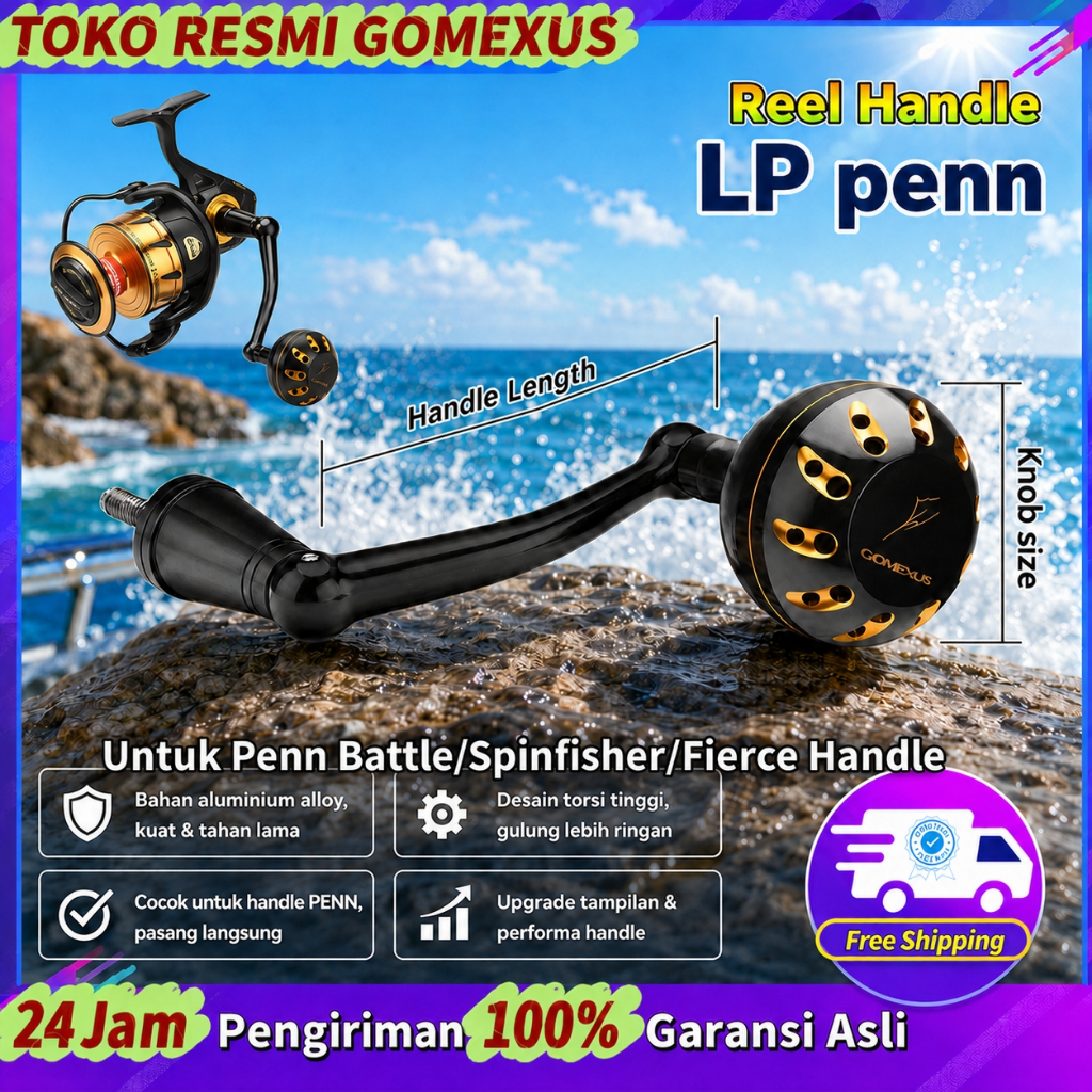 Gomexus Power Handle 65/75/92mm Untuk Penn Battle II & III Conflict Spinfisher Handle Reel Spinning 