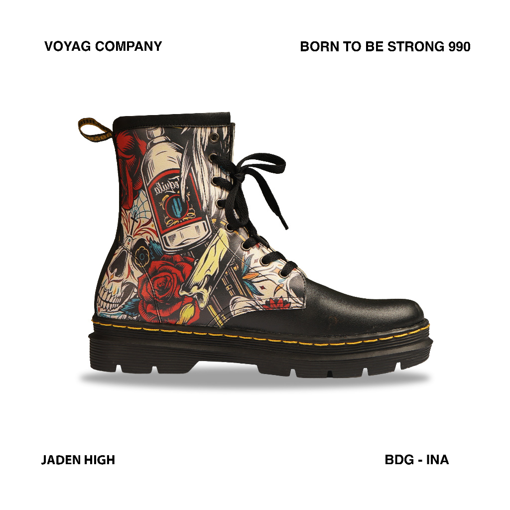 VOYAG COMPANY - JADEN HIGH SEPATU BOOTS LEATHER HITAM PRIA