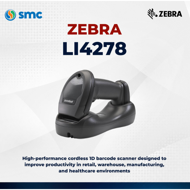 Zebra LI4278 Wireless Barcode Scanner USB Kit Original + Cradle Scanner Barcode 1D Bluetooth