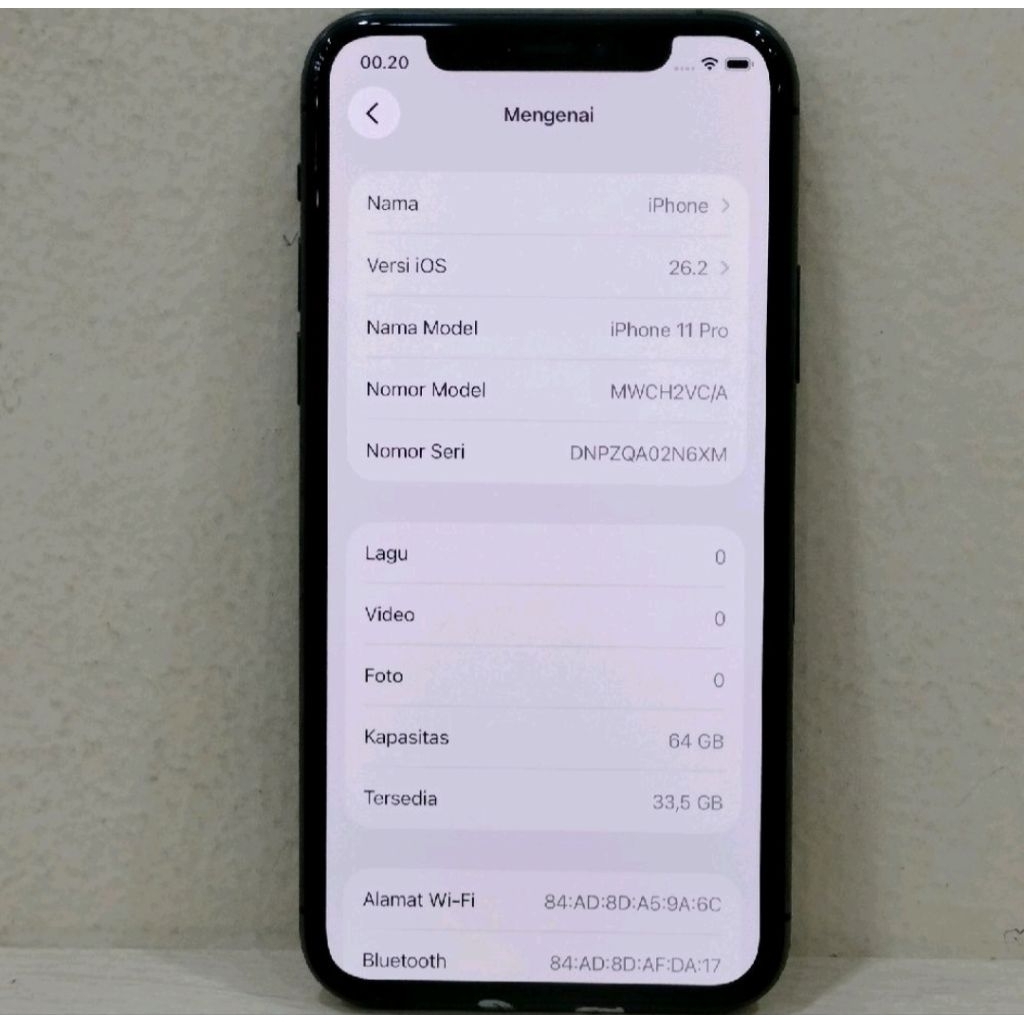 (N6XM-248) IPHONE 11 PRO RAM 64GB (INTER) VC/A, BATANGAN NO CHARGER