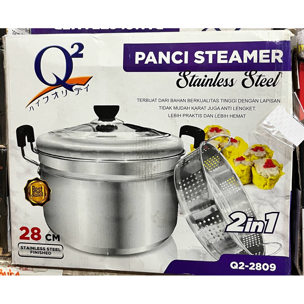 panci kukus q2-2809/panci steamer q2/Panci Kukus Stainless Steel 28 CM Panci Steamer Panci Siomay Q2